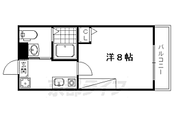 フラッティ丸太町御前 1Kの間取図画像
