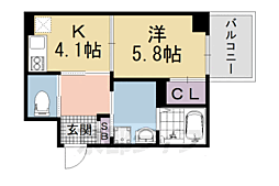 クリプトメリア京都六条 1Kの間取図画像