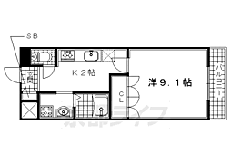 サンパレス 1Kの間取図画像