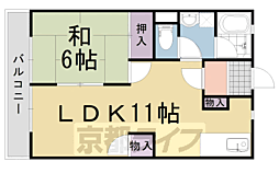 ウエストヒルパート2 1LDKの間取図画像