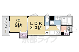 クリエオーレ牧野本町 1LDKの間取図画像