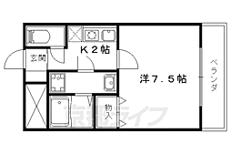 ラカーサ山科 1Kの間取図画像