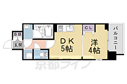 ベラジオ雅び京都七条ウエストII 1DKの間取図画像