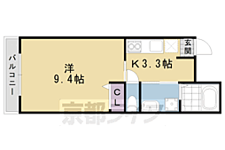 MESAVERDE桂A棟 1Kの間取図画像