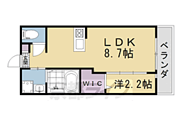 リアコート枚方御殿山SOUTH 1LDKの間取図画像