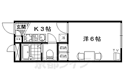 レオパレス勧修寺 1Kの間取図画像