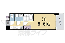 CREST TAPP京都太秦天神川dexII 1Kの間取図画像