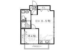 カーサ御所西 1LDKの間取図画像