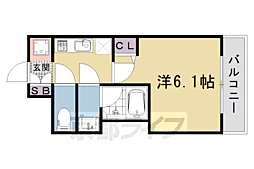 エステムコート京都西院 1Kの間取図画像