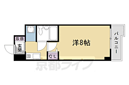 パラドール西院パート1 1Kの間取図画像
