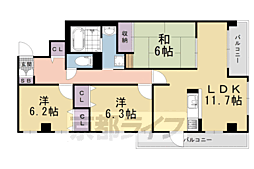 パインフィールド五条 3LDKの間取図画像