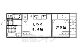 プリエ深草 1LDKの間取図画像