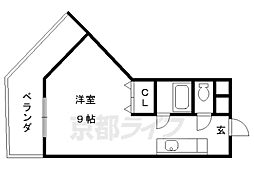 ノアーズアーク観月橋 1Kの間取図画像