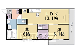 靜古苑THE VERT 本館 2LDKの間取図画像