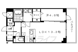 グランデュア京東一条 1LDKの間取図画像