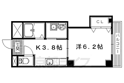 エムズキューブ2 1Kの間取図画像