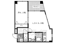 パセオアグラシオン今出川 1LDKの間取図画像