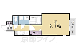 プレサンス京都洛南 1Kの間取図画像