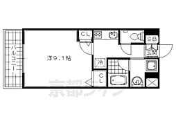 フォース三条 1Kの間取図画像