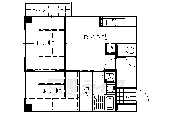 京都府京都市北区上賀茂薮田町(賃貸マンション2LDK・3階・48.00㎡)の写真 その2