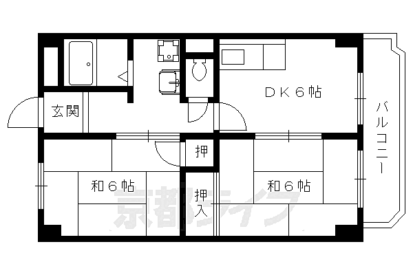 セブンロード 303｜京都府京都市下京区西七条南月読町(賃貸マンション2DK・3階・43.47㎡)の写真 その2