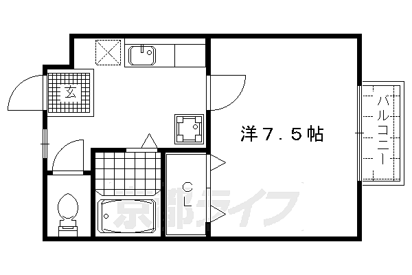 Ｎ’ｓ　双ヶ丘 207｜京都府京都市右京区御室岡ノ裾町(賃貸アパート1K・2階・23.33㎡)の写真 その2