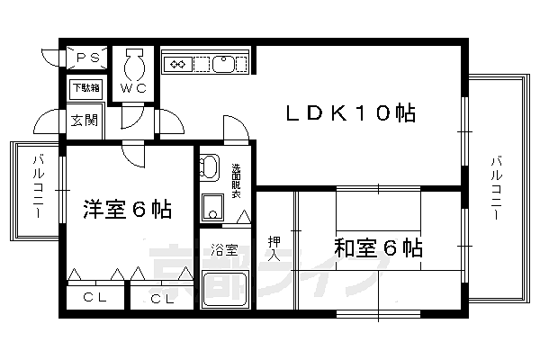 アフリー太田II 307｜京都府京都市右京区西京極堤町(賃貸マンション2LDK・3階・51.80㎡)の写真 その2