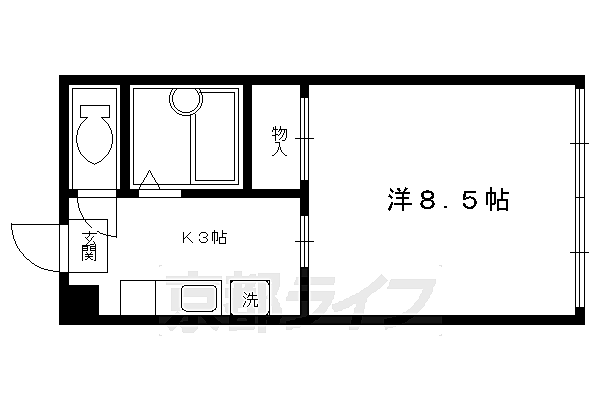 京都府京都市北区上賀茂今井河原町(賃貸マンション1K・5階・24.54㎡)の写真 その2