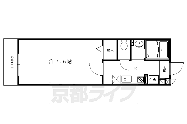 メゾン・ド・リュンヌ 205｜京都府京都市北区衣笠馬場町(賃貸アパート1K・2階・25.00㎡)の写真 その2