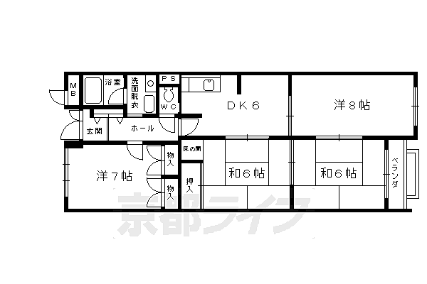 グランドパレスもと庄屋 305｜京都府京都市右京区常盤下田町(賃貸マンション3LDK・3階・82.88㎡)の写真 その2