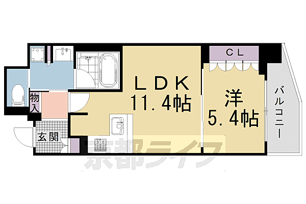 京都府京都市上京区寺之内竪町(賃貸マンション1LDK・3階・43.00㎡)の写真 その2