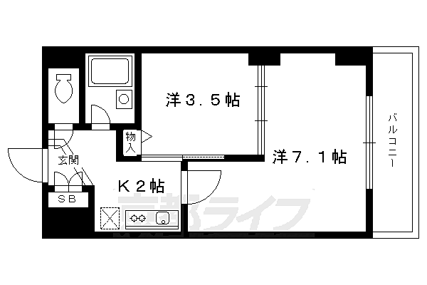 Ｄｅ’ｌｅａｄ金閣寺道 305｜京都府京都市北区衣笠東開キ町(賃貸マンション2K・3階・26.95㎡)の写真 その2