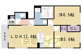 Ｄ－ＲＯＯＭ嵯峨 105 ｜ 京都府京都市右京区嵯峨釈迦堂門前瀬戸川町（賃貸アパート2LDK・1階・55.27㎡） その2