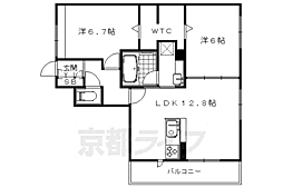 Bnext嵯峨 2LDKの間取図画像