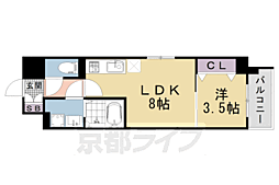 ＣＲＥＳＴ　ＴＡＰＰ　京都西京極　ＤＥＸ 6階1LDKの間取り