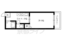 衣笠ハイツ 1Kの間取図画像