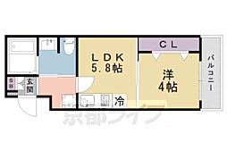 Ｃｏｃｏｎ京都一条 204 2階1LDKの間取り
