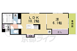 阪急京都本線 西院駅 徒歩5分の賃貸アパート 1階1LDKの間取り