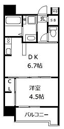 ウィステリア桜坂ヒルズ 4階1DKの間取り