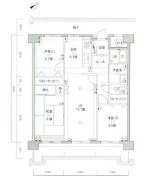 リベラル花園 3LDKの間取図画像