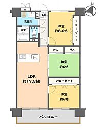 ヴェルディ皆春壱番館 3LDKの間取図画像