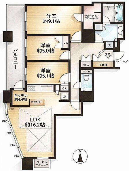 3LDK 間取り