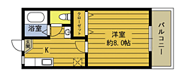 シーサイド山口B 1Kの間取図画像