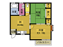 ブリリアント21 2DKの間取図画像