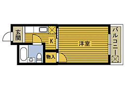 コーポたかお 1Kの間取図画像