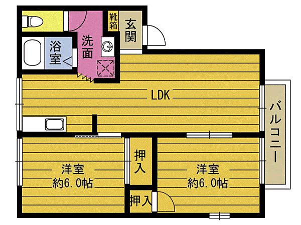 フレグランスＭＡＹ C202｜大分県速見郡日出町大字豊岡(賃貸アパート2LDK・2階・50.22㎡)の写真 その2