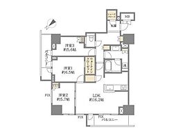 グランドメゾン上町台レジデンスタワー 3LDKの間取図画像