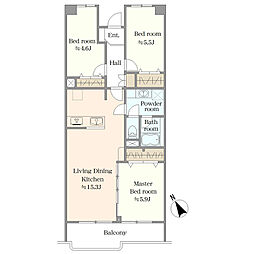 越谷ファミリータウンA棟 3LDKの間取図画像