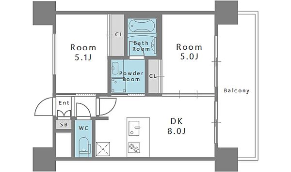 エステムコート南堀江IIレアリス ｜大阪府大阪市西区南堀江3丁目(賃貸マンション2DK・8階・40.41㎡)の写真 その2