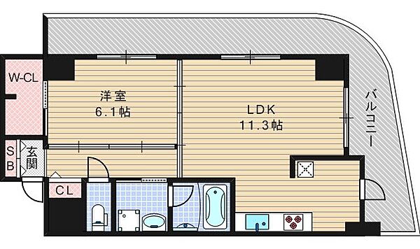 カスタリアタワー肥後橋 1509｜大阪府大阪市西区土佐堀1丁目(賃貸マンション1LDK・15階・47.79㎡)の写真 その2